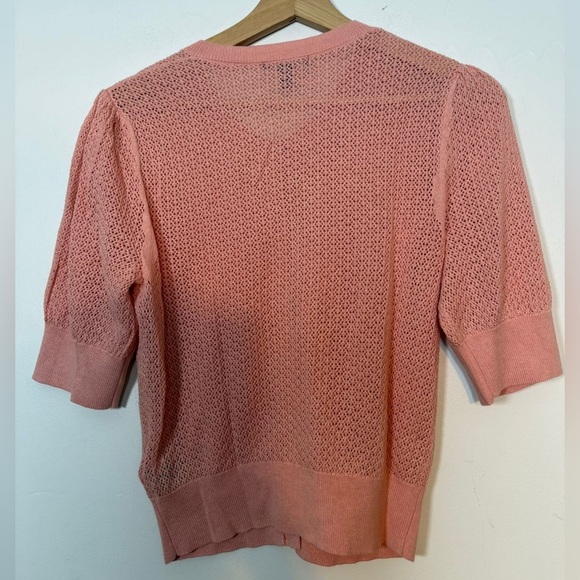 RW&CO Women’s Pink Short Sleeve Open Knit Button Cardigan - Size M - Picture 5 of 7
